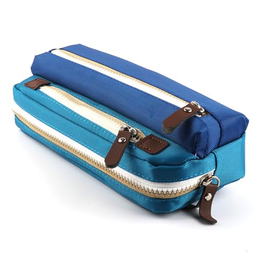 ONDIAN Federmäppchen für Studenten Dreischichtige Bleistifttasche for Schüler, Schreibwarentasche, Bleistifttasche (Farbe : Blau, Size : 22x10x6cm) von ONDIAN