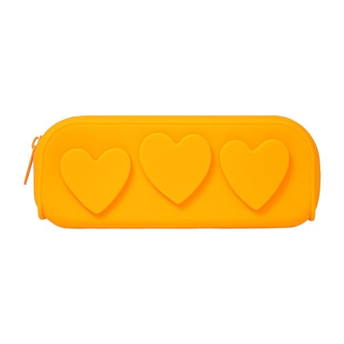 Schüler-Federmäppchen, einfache Silikontasche, Make-up-Aufbewahrungstasche, tragbares Federmäppchen für Künstler, Studenten, Büro, Orange, 17.5x5x7.5cm von ONDIAN