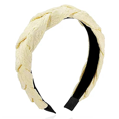 Haarreifen für Damen Bedrucktes Twist-Haarband for Party, Hochzeit, Kopfbedeckung Stirnbänder (Farbe : Gelb, Size : 15x4.5cm) von ONDIAN