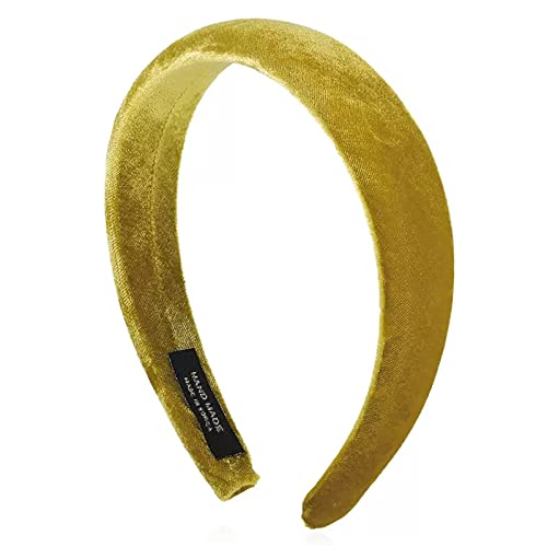 Haarreifen für Damen Retro-Samt-Schwamm-Haarbänder, breite, schlichte Stirnbänder Stirnbänder (Farbe : Gelb, Size : 12.5x3cm) von ONDIAN