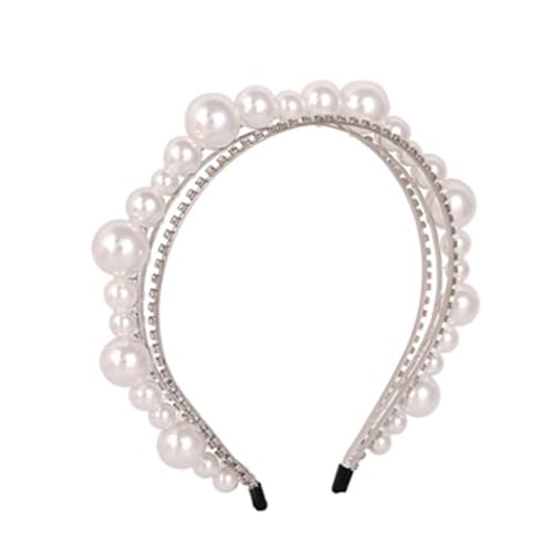 Haarreifen für Damen Süße Größe Perle Strass Haarband Stirnband Hochzeit Kopfschmuck Stirnbänder (Farbe : A, Size : One Size) von ONDIAN