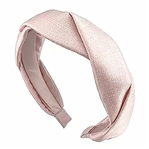 Haarreifen für Damen Vintage-Haarschmuck aus gewebtem Satin-Stirnband in Silberimitation Stirnbänder (Farbe : Rosa, Size : 3x16cm) von ONDIAN