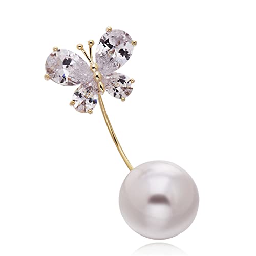V-neck Cardigan Pin Fixed Clothes Anti-glare Button Collar Brooch Female Pearl Corsage Accessories (Color : A, Size : 4.3 * 2cm) von ONDIAN