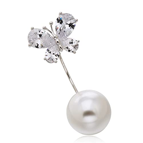 V-neck Cardigan Pin Fixed Clothes Anti-glare Button Collar Brooch Female Pearl Corsage Accessories (Color : B, Size : 4.3 * 2cm) von ONDIAN