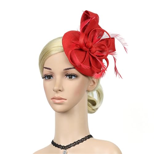 Vintage Feder Stirnband Party Kopfschmuck Braut Retro Studio Foto Fotografie Haar Themenparty (Farbe : rot, Size : One Size) von ONDIAN