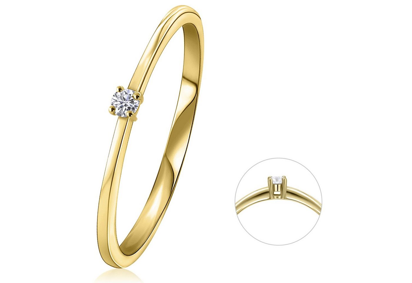 ONE ELEMENT Diamantring 0,03 ct Diamant Brillant Ring aus 585 Gelbgold, Damen Gold Schmuck von ONE ELEMENT