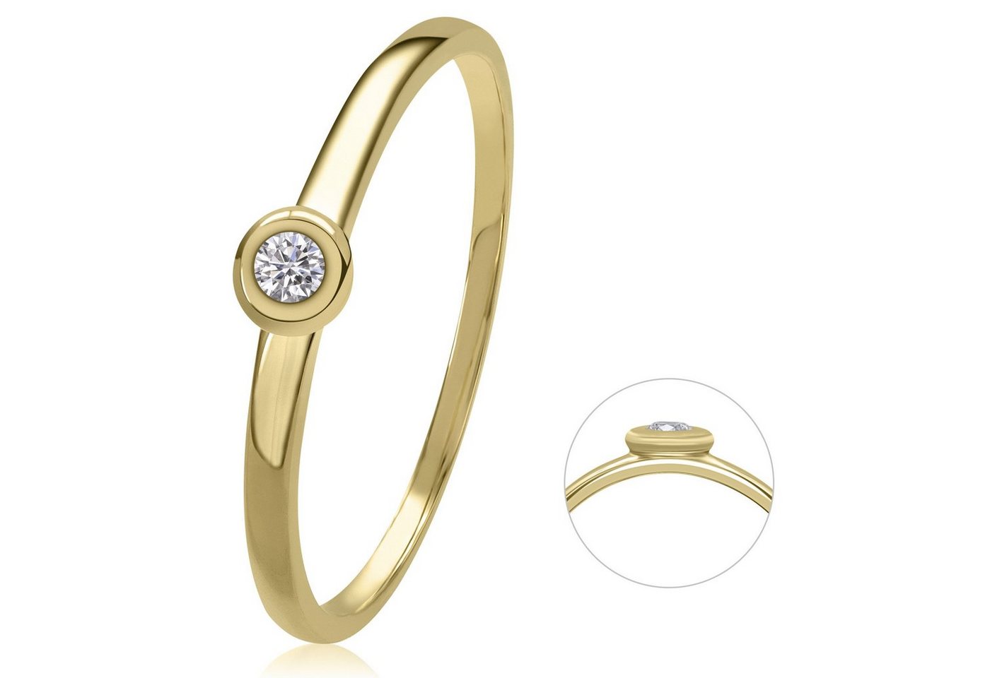 ONE ELEMENT Diamantring 0,03 ct Diamant Brillant Ring aus 585 Gelbgold, edles Design – modisch & dezent zugleich von ONE ELEMENT