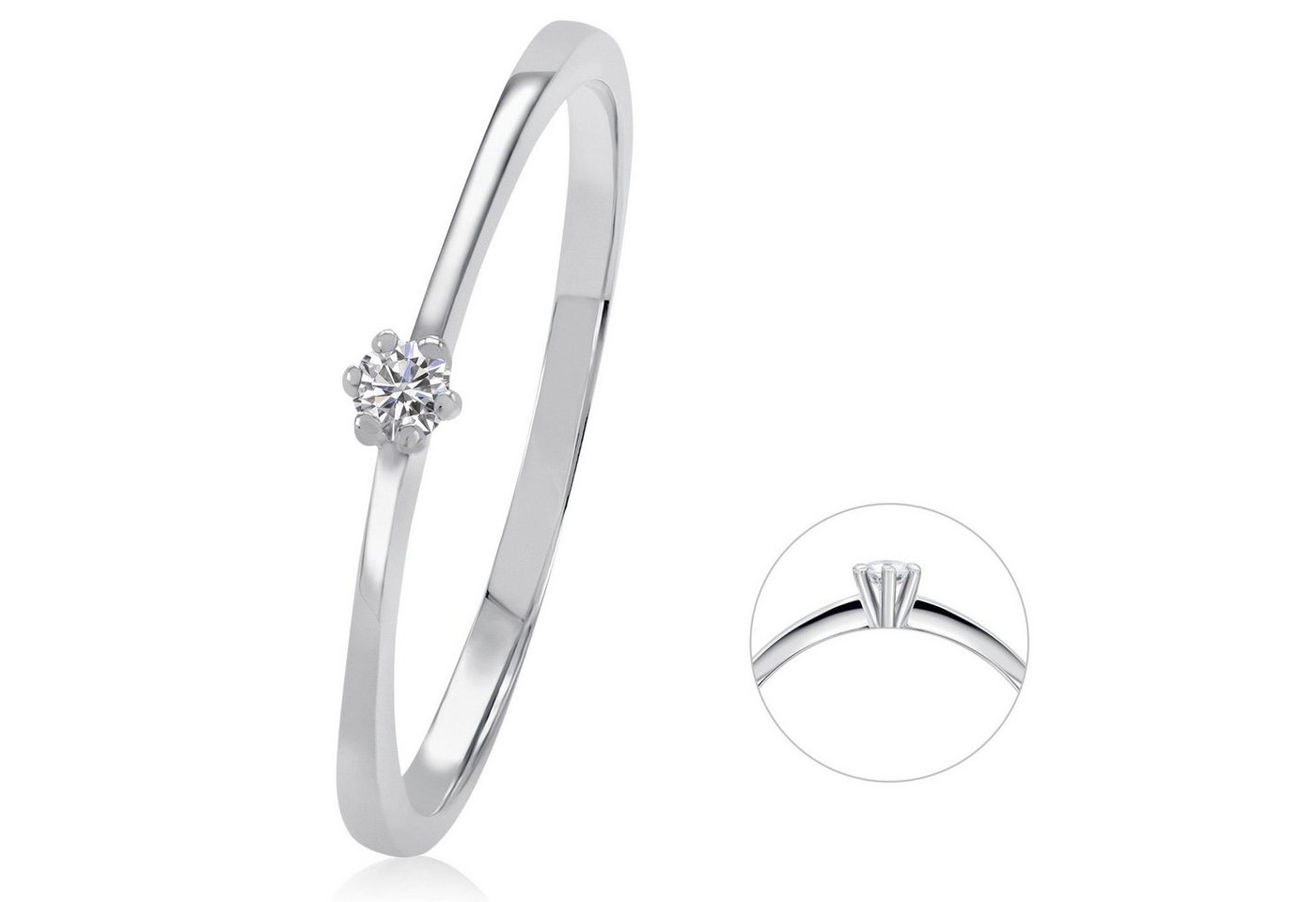 ONE ELEMENT Diamantring 0,03 ct Diamant Brillant Ring aus 585 Weißgold, Damen Gold Schmuck von ONE ELEMENT