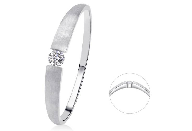 ONE ELEMENT Diamantring 0,03 ct Diamant Brillant Ring aus 585 Weißgold, Fein gearbeitet – edle Brillanz mit Diamantbesatz von ONE ELEMENT