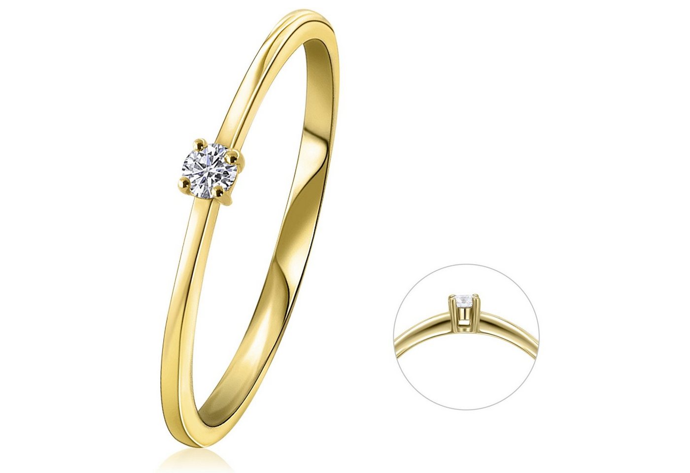 ONE ELEMENT Diamantring 0,05 ct Diamant Brillant Ring aus 585 Gelbgold, Damen Gold Schmuck von ONE ELEMENT