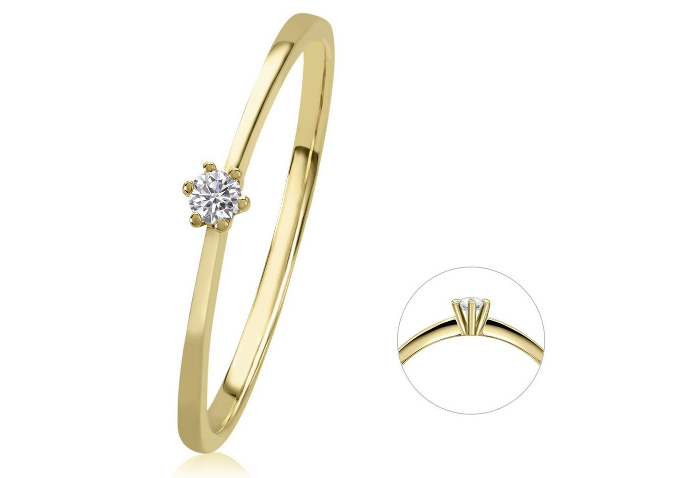 ONE ELEMENT Diamantring 0,05 ct Diamant Brillant Ring aus 585 Gelbgold, Damen Gold Schmuck von ONE ELEMENT