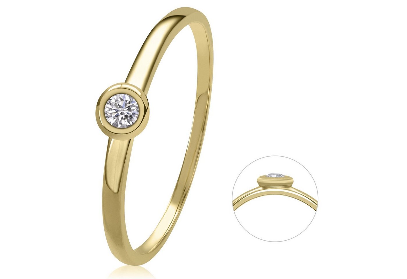 ONE ELEMENT Diamantring 0,05 ct Diamant Brillant Ring aus 585 Gelbgold, Damen Gold Schmuck von ONE ELEMENT