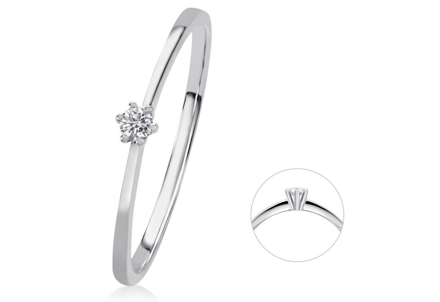 ONE ELEMENT Diamantring 0,05 ct Diamant Brillant Ring aus 585 Weißgold, Damen Gold Schmuck von ONE ELEMENT