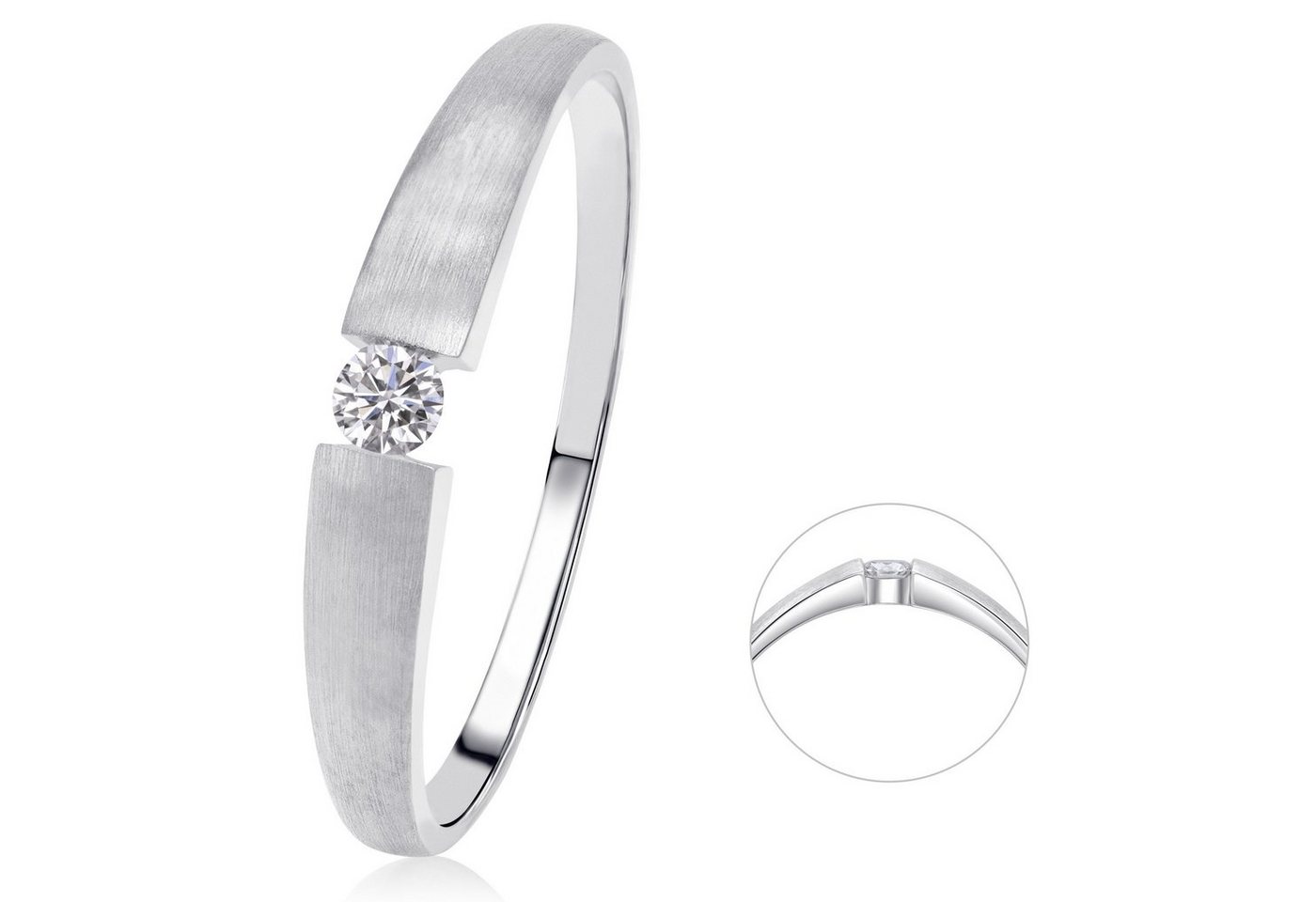 ONE ELEMENT Diamantring 0,05 ct Diamant Brillant Ring aus 585 Weißgold, Damen Gold Schmuck von ONE ELEMENT