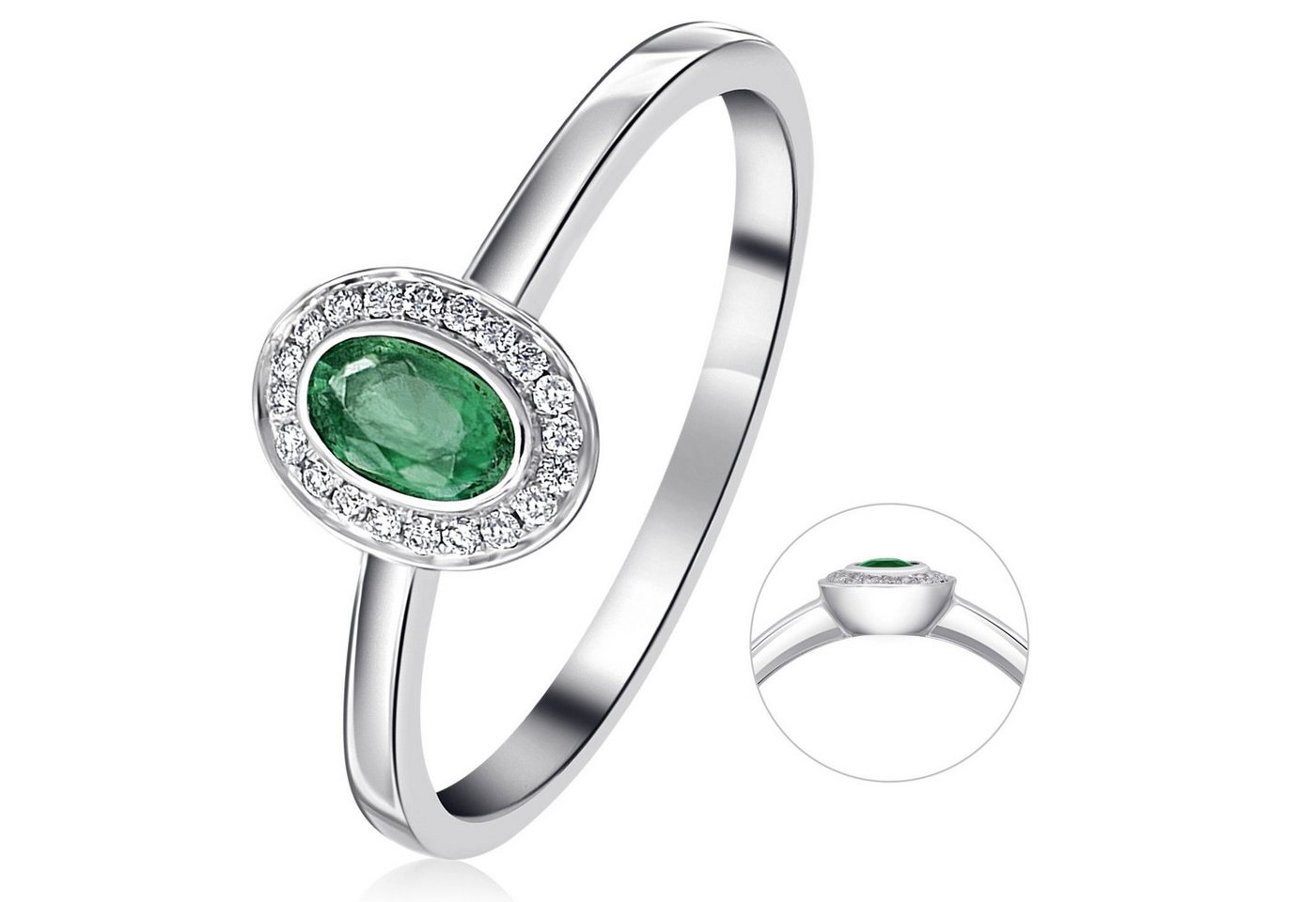 ONE ELEMENT Diamantring 0,05 ct Diamant Brillant Smaragd Ring aus 585 Weißgold, Damen Gold Schmuck von ONE ELEMENT