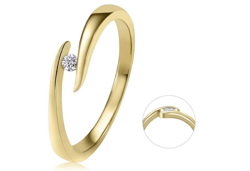 ONE ELEMENT Diamantring 0,05 ct Diamant Brillant Spannfassung Ring aus 585 Gelbgold, Damen Gold Schmuck Spannfassung von ONE ELEMENT