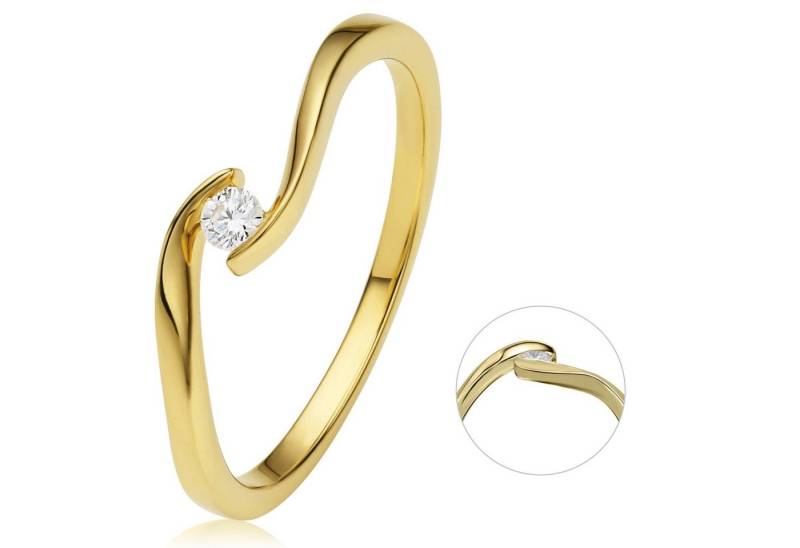 ONE ELEMENT Diamantring 0,05 ct Diamant Brillant Spannfassung Ring aus 585 Gelbgold, Zeitlos elegant – mit Liebe zum Detail gefertigt von ONE ELEMENT