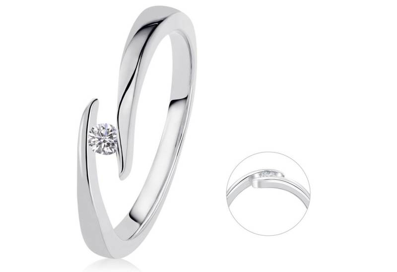 ONE ELEMENT Diamantring 0,05 ct Diamant Brillant Spannfassung Ring aus 585 Weißgold, Formschön & ausgewogen – dezente Anmutung mit Stil von ONE ELEMENT