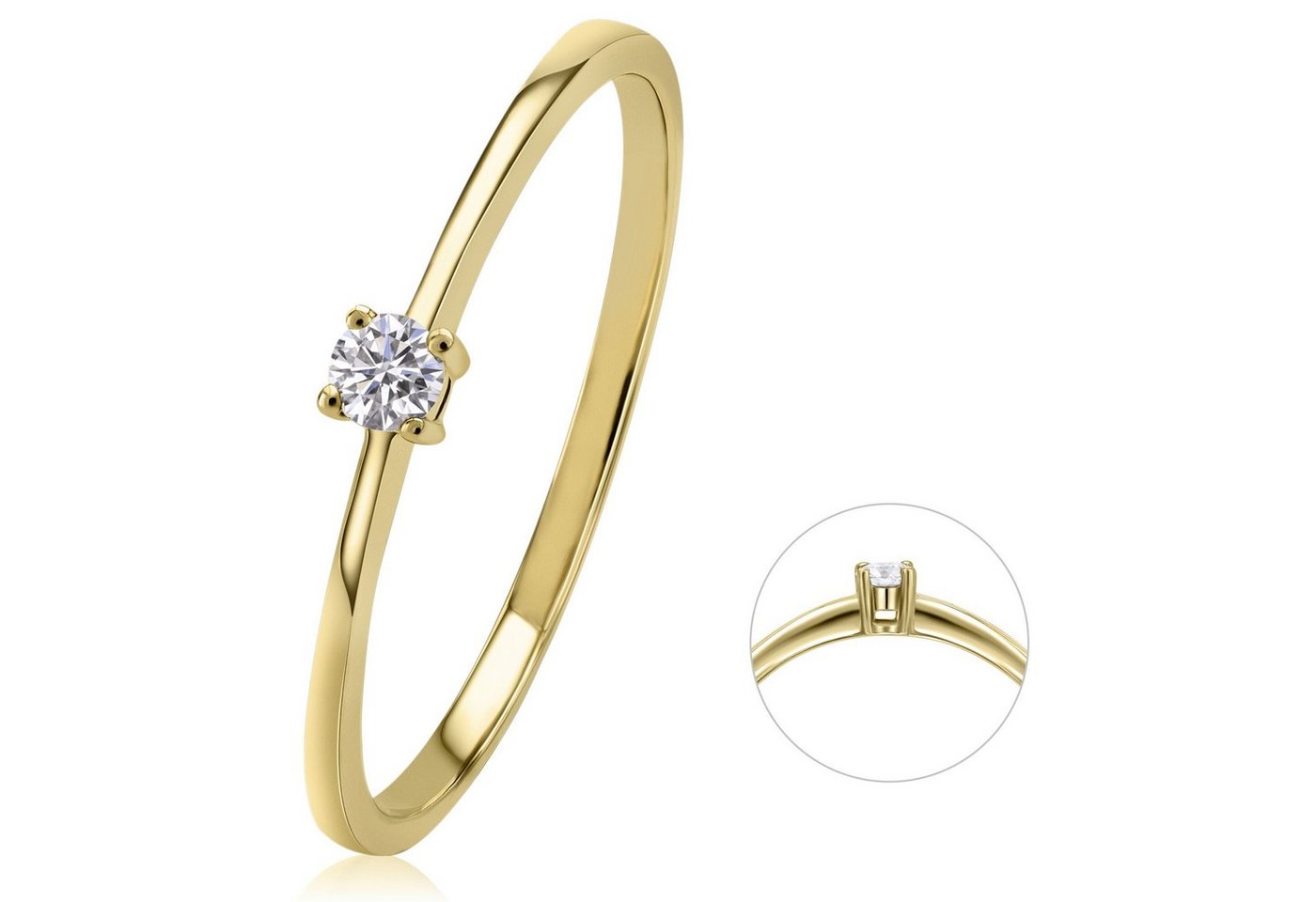 ONE ELEMENT Diamantring 0,07 ct Diamant Brillant Ring aus 585 Gelbgold, Damen Gold Schmuck von ONE ELEMENT