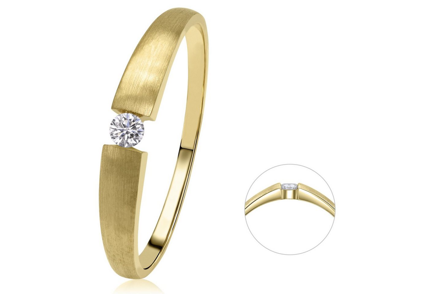 ONE ELEMENT Diamantring 0,07 ct Diamant Brillant Ring aus 585 Gelbgold, Sanfte Brillanz – Diamantveredelung für ein wertiges Finish von ONE ELEMENT