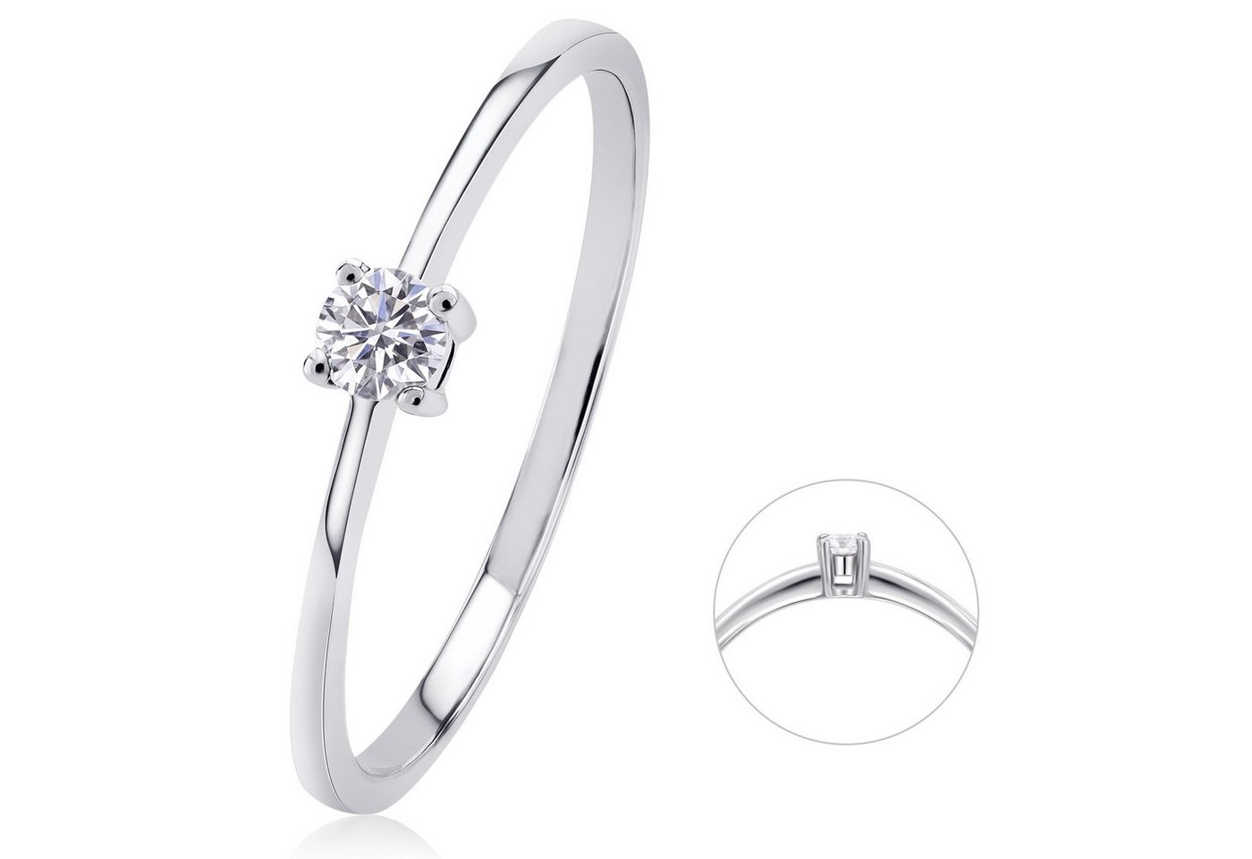 ONE ELEMENT Diamantring 0,07 ct Diamant Brillant Ring aus 585 Weißgold, Sorgfältig gefertigt – zarte Diamantakzente mit besonderer Strahlkraft von ONE ELEMENT