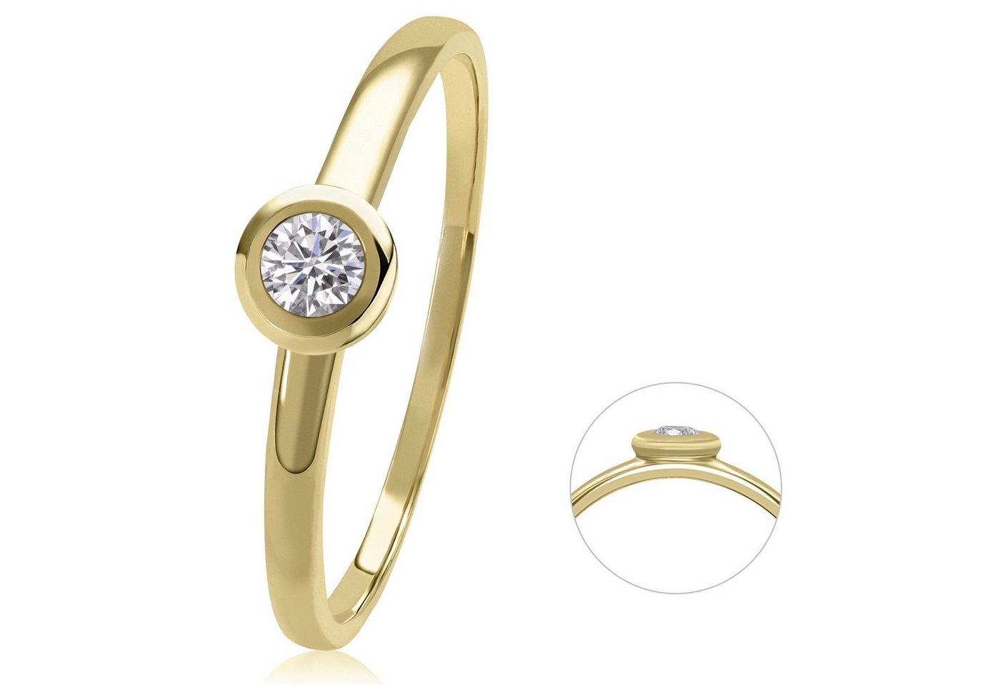 ONE ELEMENT Diamantring 0,08 ct Diamant Brillant Ring aus 585 Gelbgold, Klassische Eleganz – veredelt mit funkelndem Diamantbesatz von ONE ELEMENT