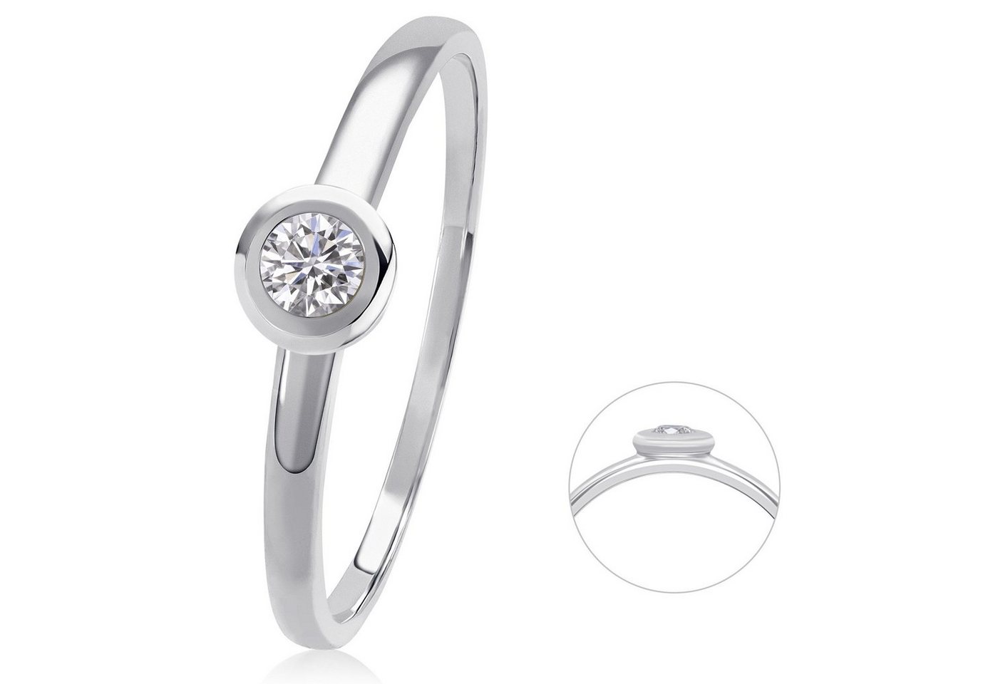 ONE ELEMENT Diamantring 0,08 ct Diamant Brillant Ring aus 585 Weißgold, Damen Gold Schmuck von ONE ELEMENT