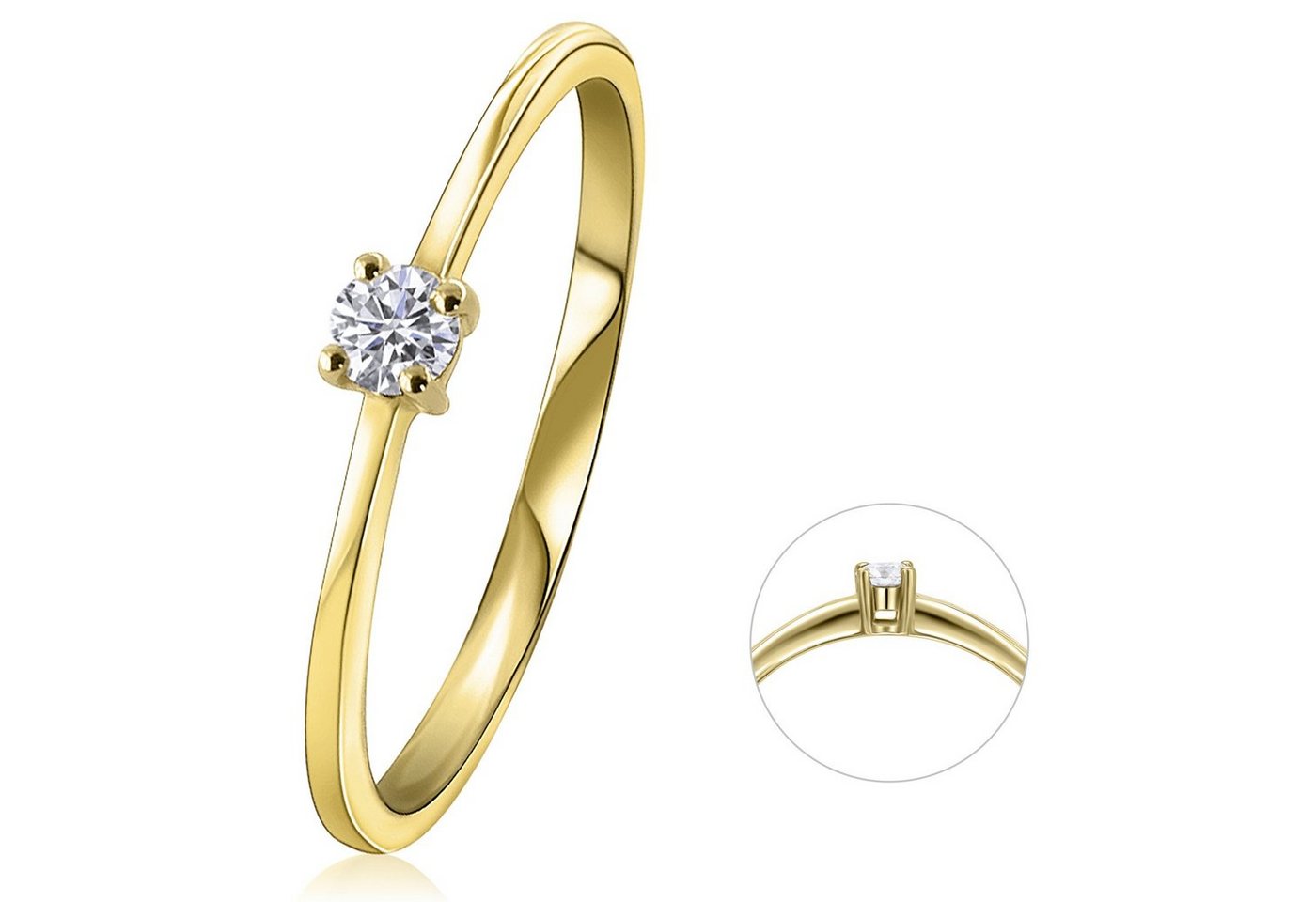 ONE ELEMENT Diamantring 0,10 ct Diamant Brillant Ring aus 585 Gelbgold, Damen Gold Schmuck von ONE ELEMENT