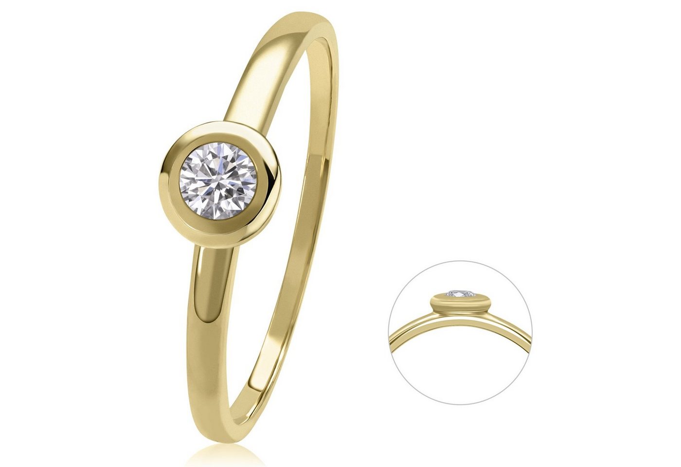ONE ELEMENT Diamantring 0,10 ct Diamant Brillant Ring aus 585 Gelbgold, Klassische Eleganz – veredelt mit funkelndem Diamantbesatz von ONE ELEMENT