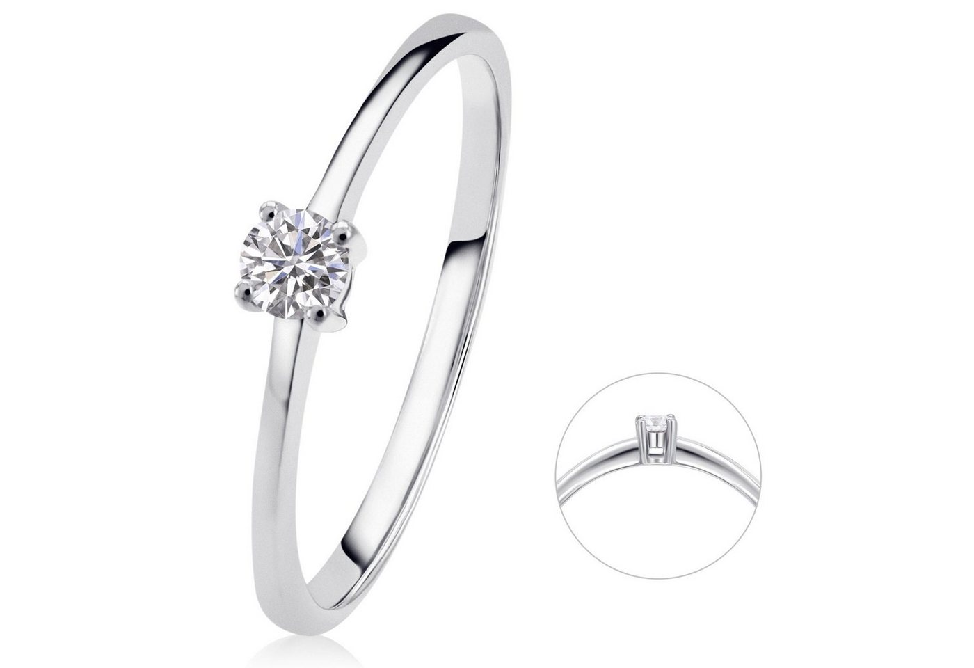 ONE ELEMENT Diamantring 0,10 ct Diamant Brillant Ring aus 585 Weißgold, Damen Gold Schmuck von ONE ELEMENT