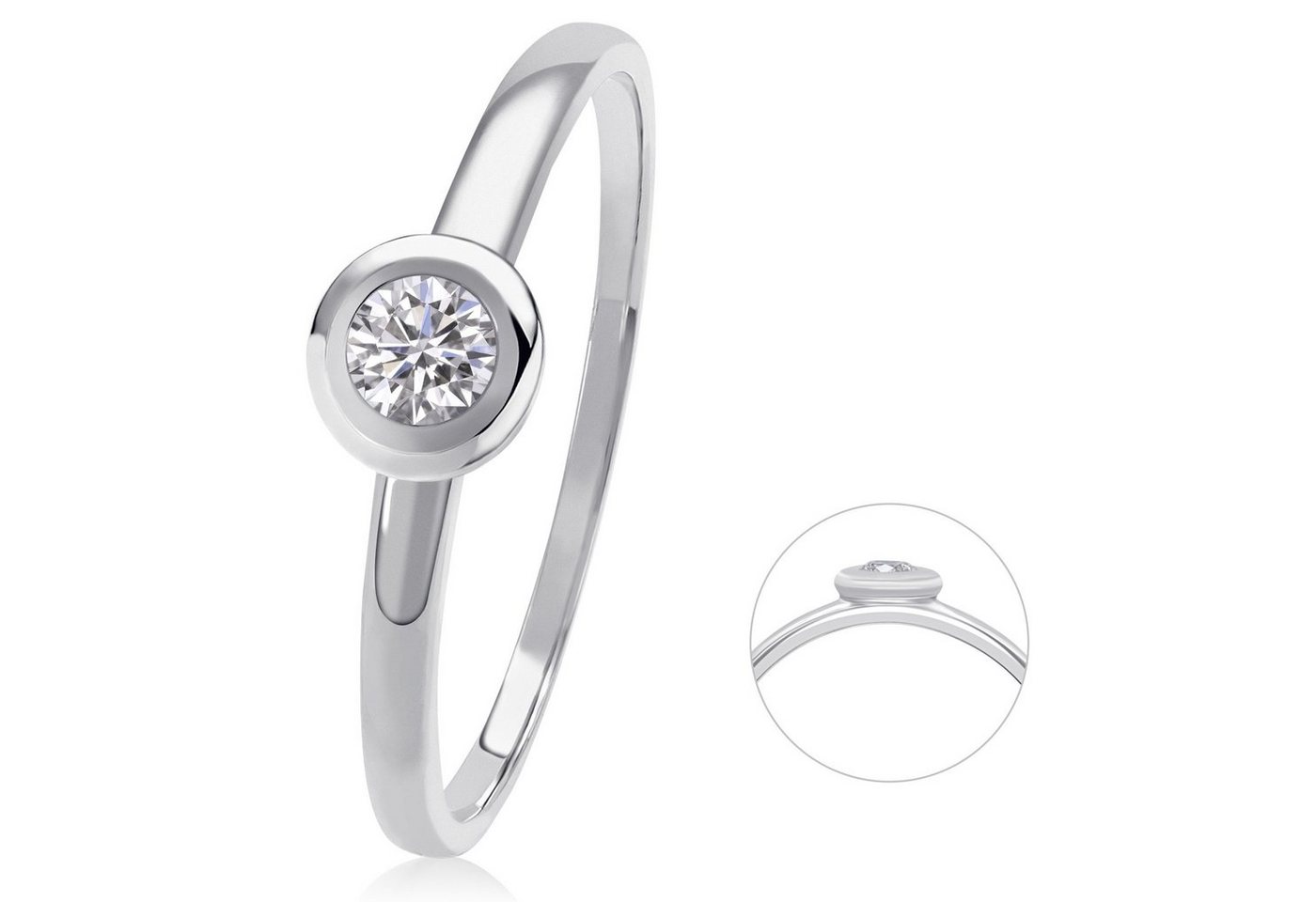 ONE ELEMENT Diamantring 0,10 ct Diamant Brillant Ring aus 585 Weißgold, Damen Gold Schmuck von ONE ELEMENT