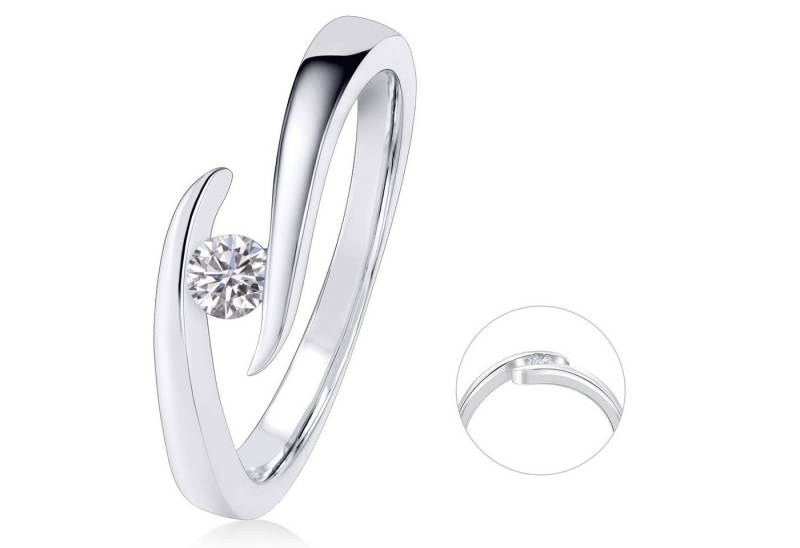 ONE ELEMENT Diamantring 0,10 ct Diamant Brillant Spannfassung Ring aus 585 Weißgold, Fein gearbeitet – angenehm zu tragen und vielseitig kombinierbar von ONE ELEMENT