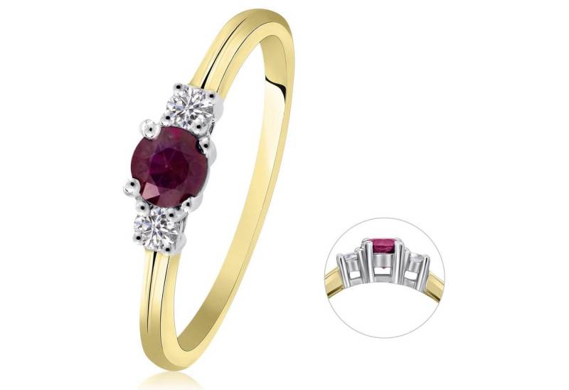 ONE ELEMENT Diamantring 0,11 ct Diamant Brillant Rubin Ring aus 585 Gelbgold, Klassische Eleganz – veredelt mit funkelndem Diamantbesatz von ONE ELEMENT