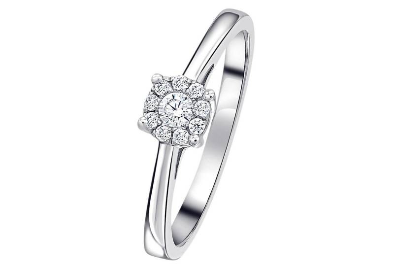 ONE ELEMENT Diamantring 0,15 ct Diamant Brillant Invisible Ring aus 585 Weißgold, Damen Gold Schmuck Invisible von ONE ELEMENT