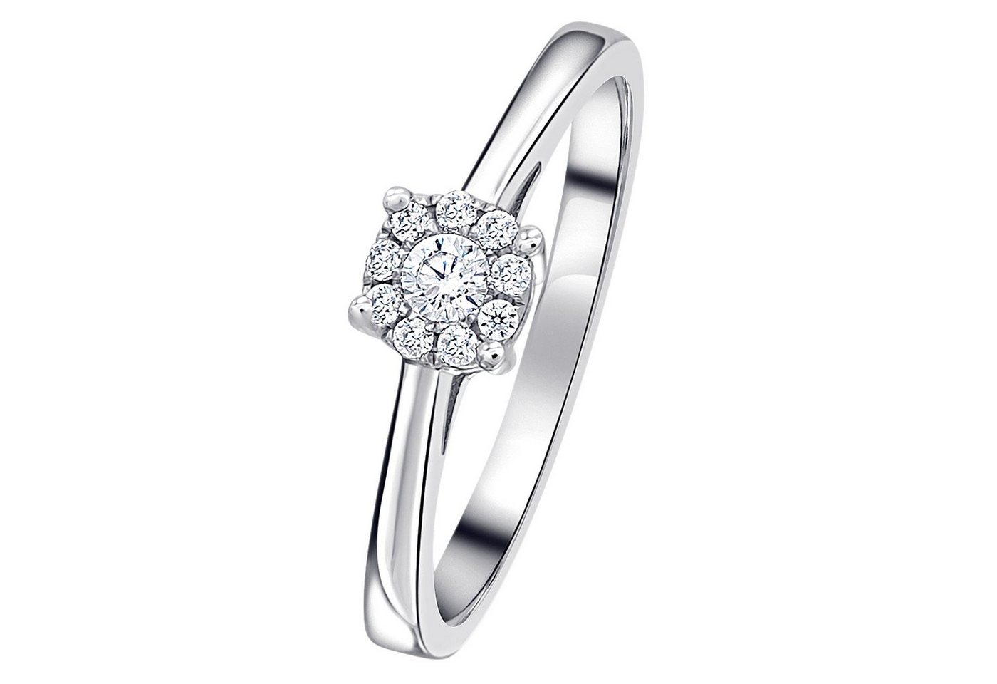 ONE ELEMENT Diamantring 0,15 ct Diamant Brillant Invisible Ring aus 585 Weißgold, Damen Gold Schmuck Invisible von ONE ELEMENT