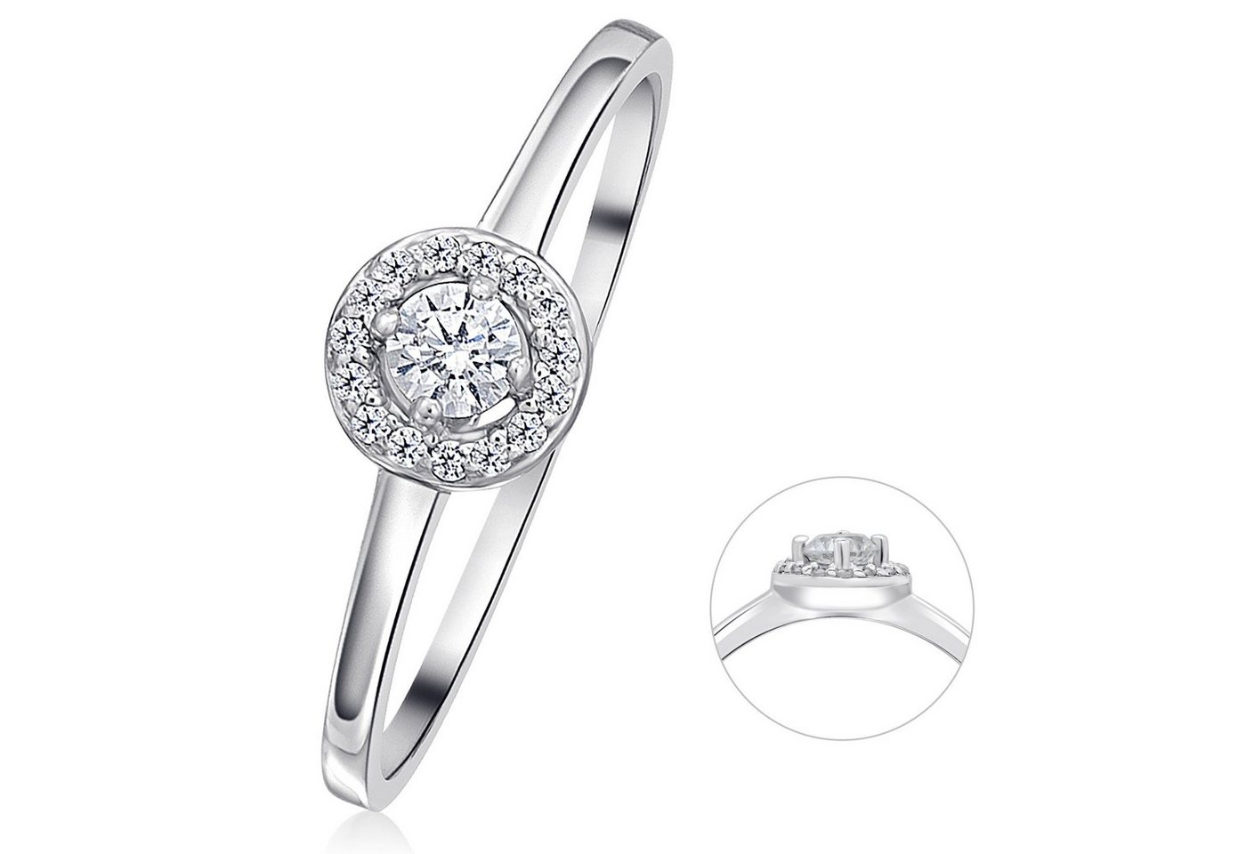 ONE ELEMENT Diamantring 0,15 ct Diamant Brillant Invisible Ring aus 585 Weißgold, Elegant & beständig – Diamantdetails mit feinem Funkeln von ONE ELEMENT