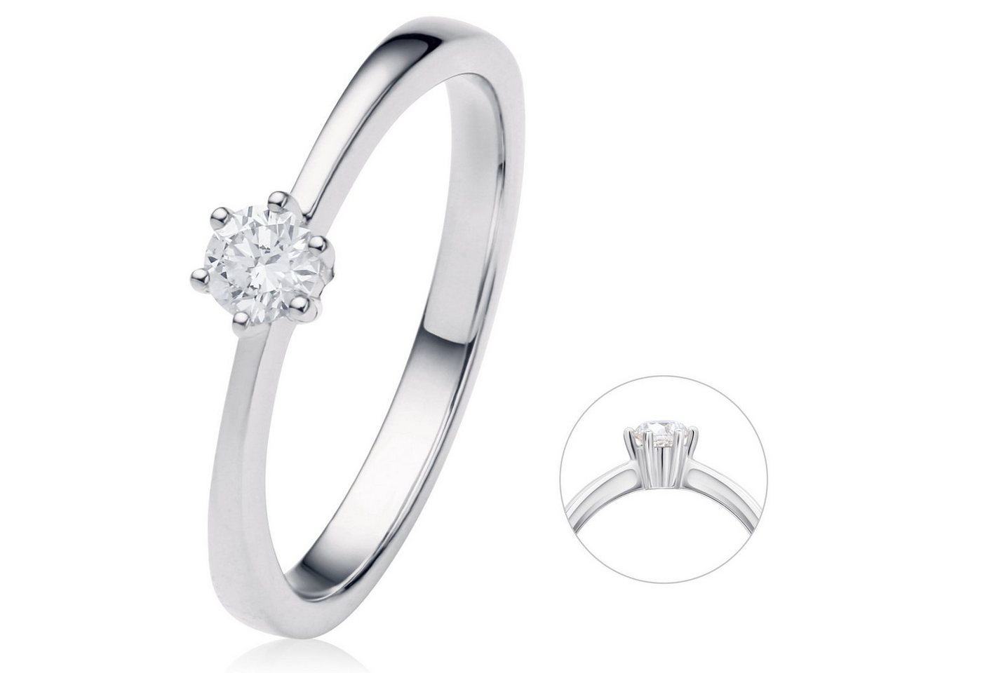 ONE ELEMENT Diamantring 0.15 ct Diamant Brillant Ring aus 950 Platin, Damen Platin Schmuck von ONE ELEMENT