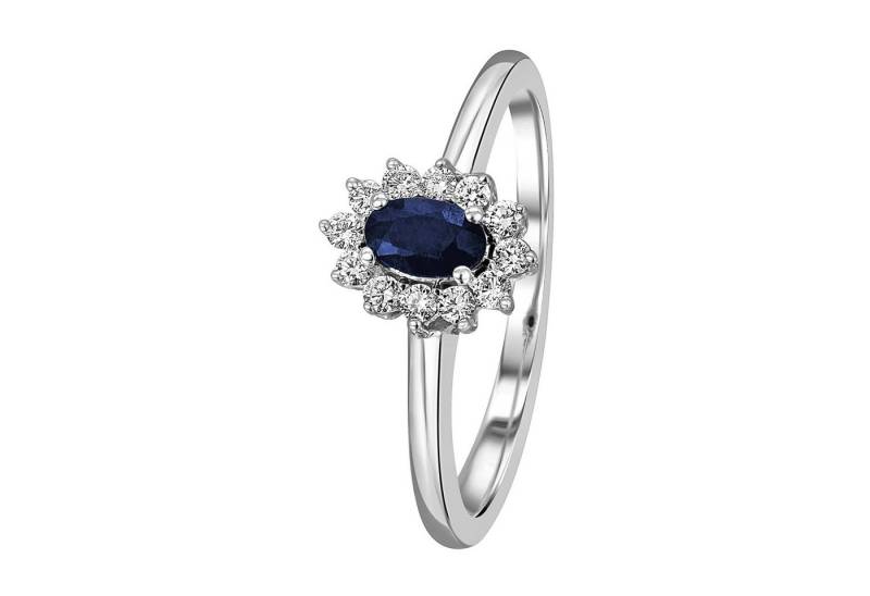 ONE ELEMENT Diamantring 0,15 ct Diamant Brillant Safir Ring aus 585 Weißgold, Damen Gold Schmuck von ONE ELEMENT