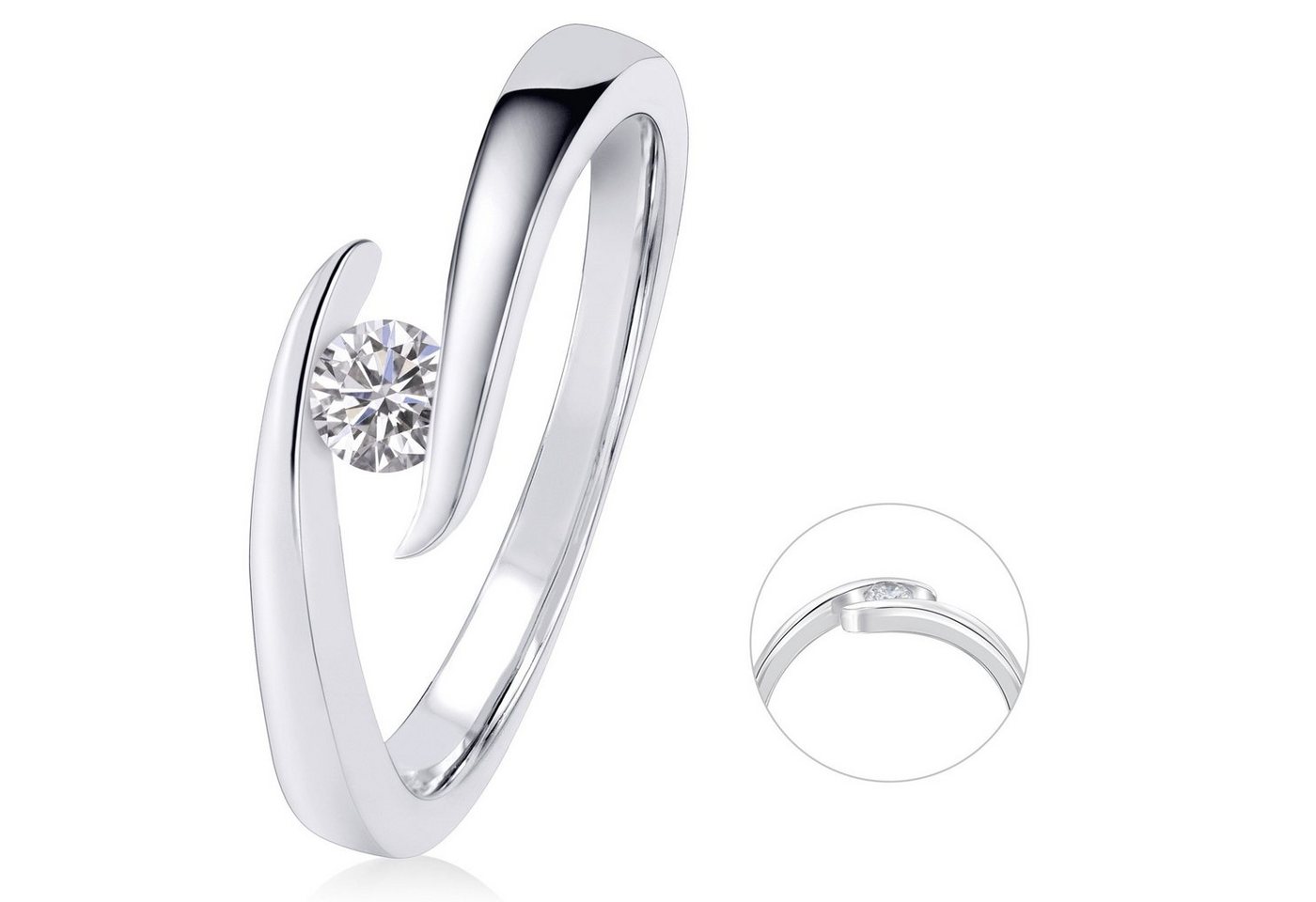 ONE ELEMENT Diamantring 0,15 ct Diamant Brillant Spannfassung Ring aus 585 Weißgold, Zeitlos elegant – mit Liebe zum Detail gefertigt von ONE ELEMENT