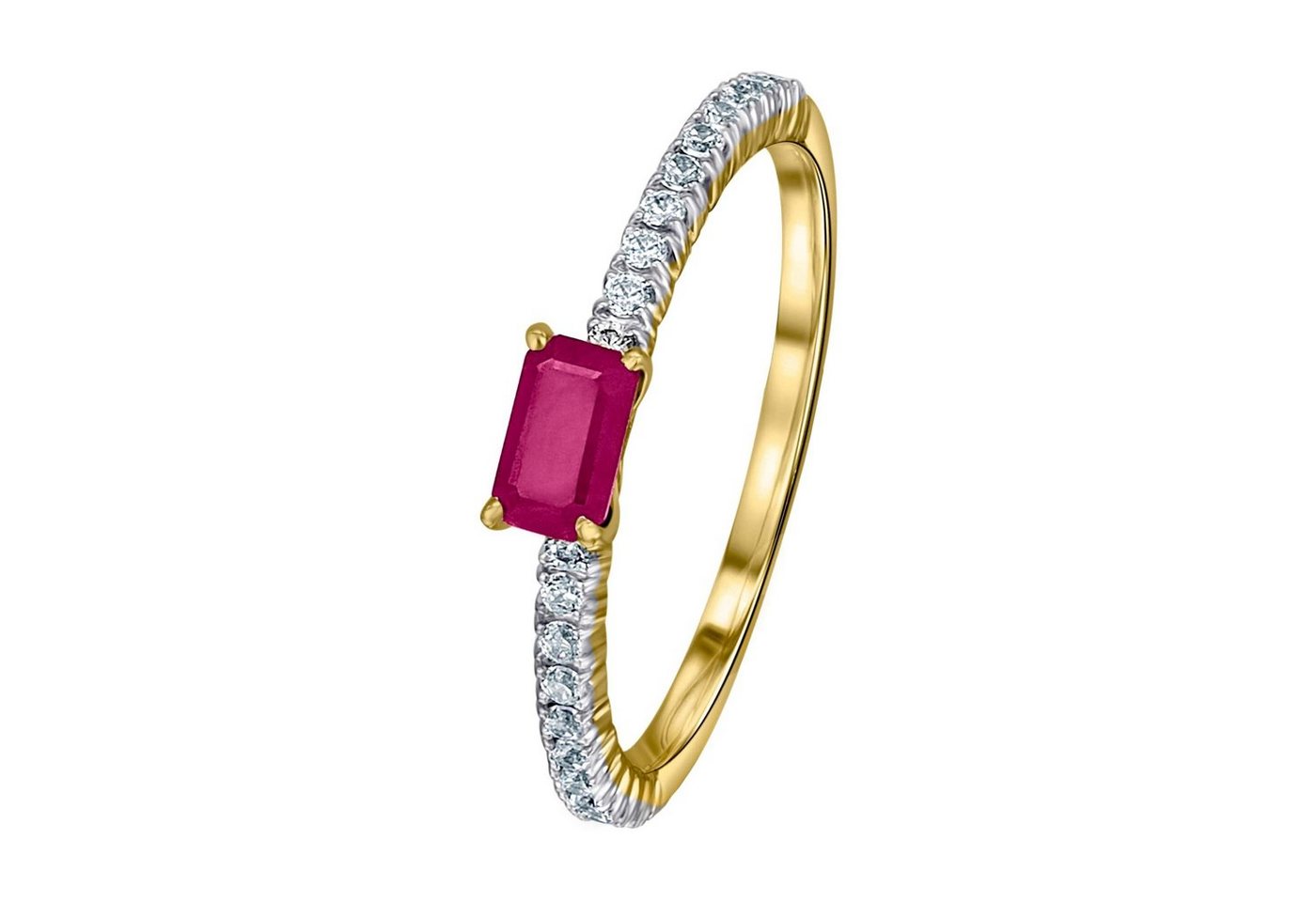 ONE ELEMENT Diamantring 0,18 ct Diamant Brillant Rubin Ring aus 585 Gelbgold, Damen Gold Schmuck von ONE ELEMENT