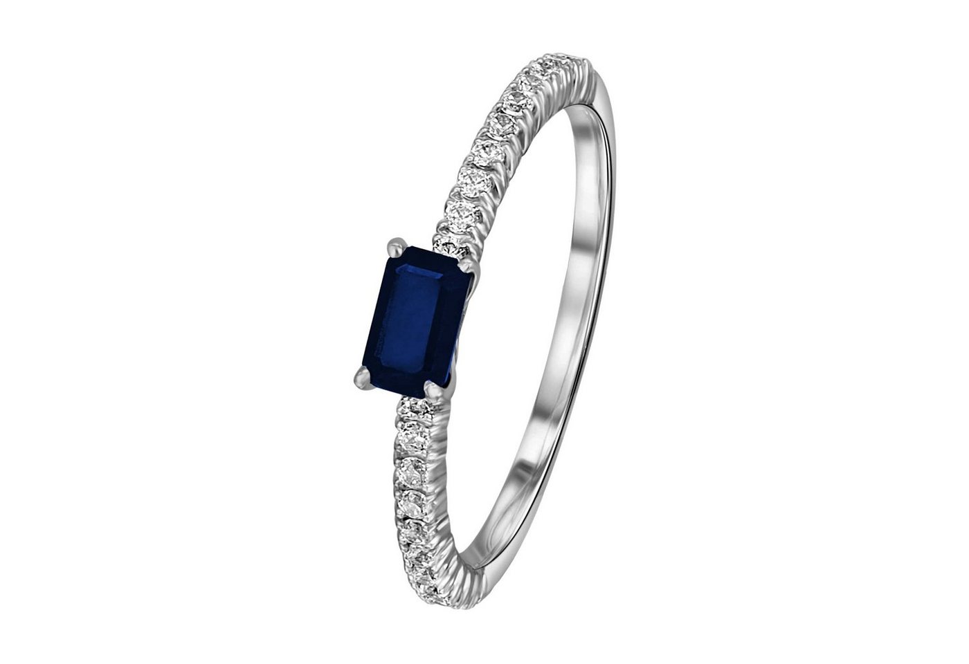 ONE ELEMENT Diamantring 0,18 ct Diamant Brillant Safir Ring aus 585 Weißgold, Damen Gold Schmuck von ONE ELEMENT