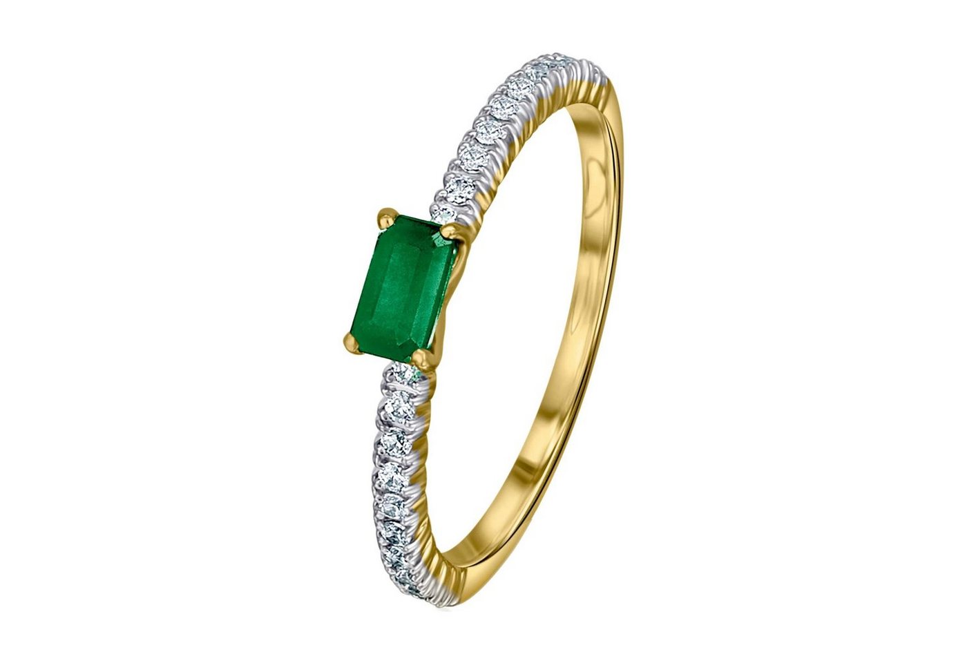 ONE ELEMENT Diamantring 0,18 ct Diamant Brillant Smaragd Ring aus 585 Gelbgold, Damen Gold Schmuck von ONE ELEMENT