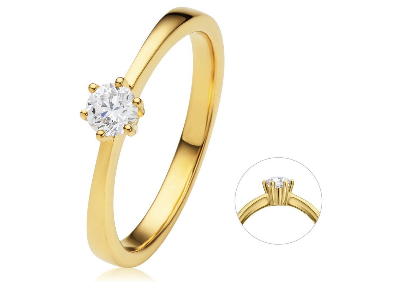 ONE ELEMENT Diamantring 0.2 ct Diamant Brillant Ring aus 585 Gelbgold, Damen Gold Schmuck von ONE ELEMENT