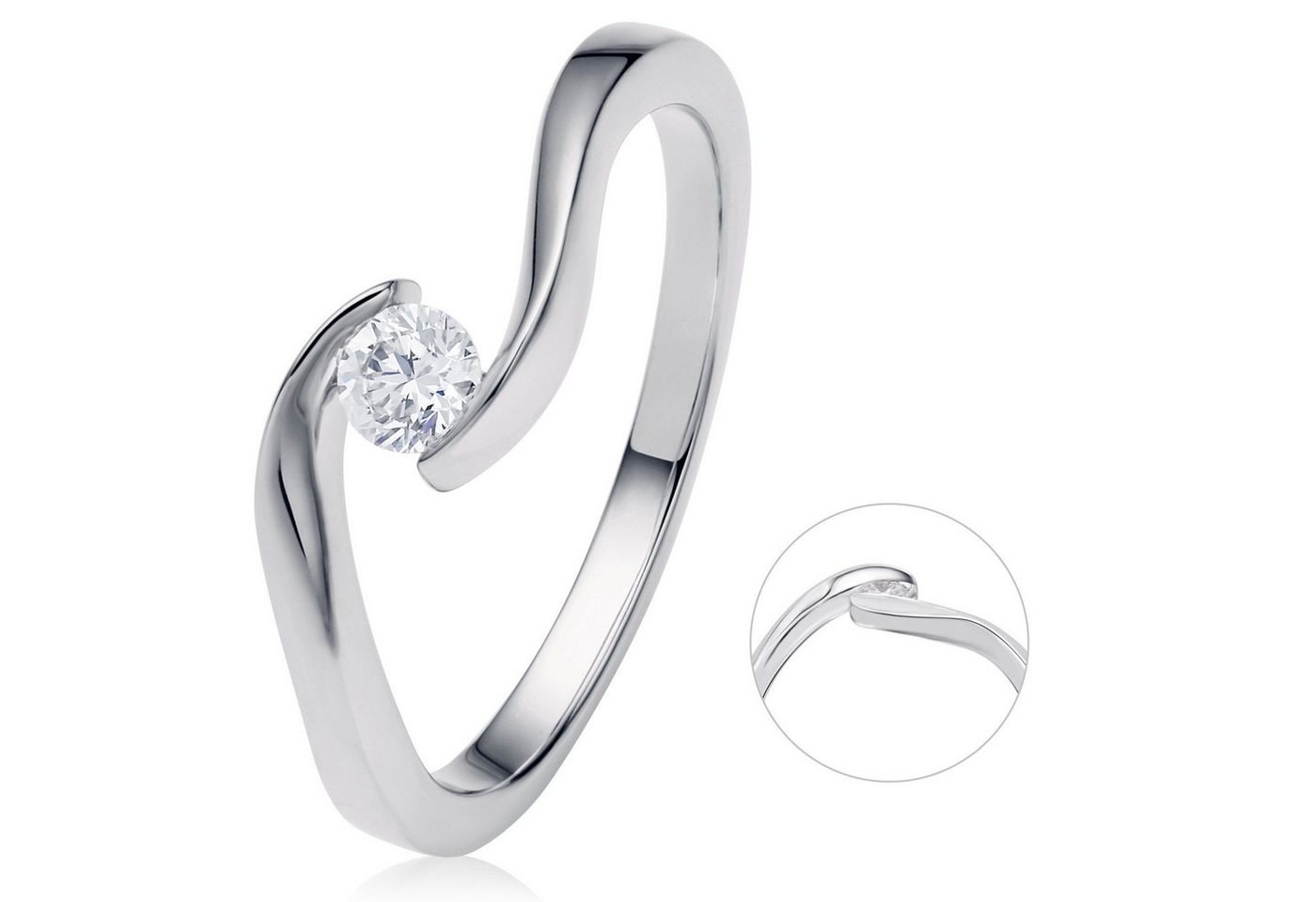 ONE ELEMENT Diamantring 0,20 ct Diamant Brillant Spannfassung Ring aus 585 Weißgold, Modern & klar – ein Stück für zeitlose Looks von ONE ELEMENT