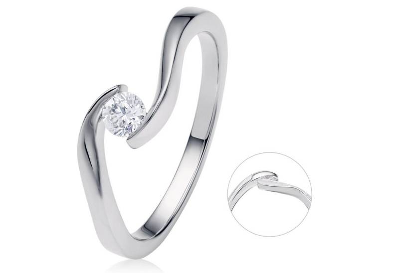 ONE ELEMENT Diamantring 0,20 ct Diamant Brillant Spannfassung Ring aus 585 Weißgold, Modern & klar – ein Stück für zeitlose Looks von ONE ELEMENT