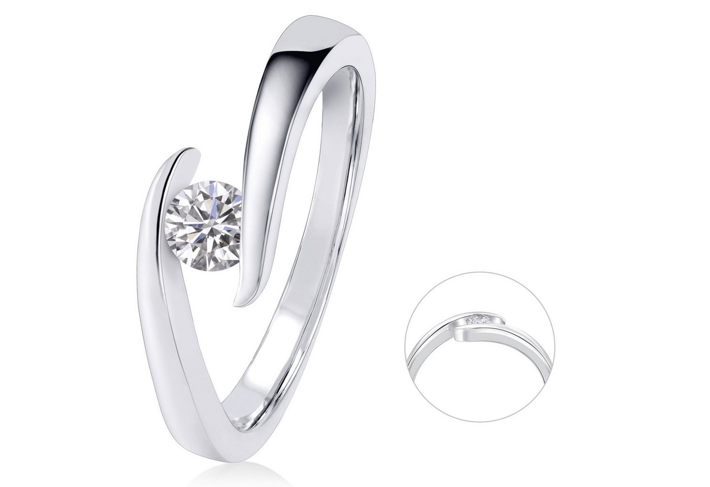 ONE ELEMENT Diamantring 0,20 ct Diamant Brillant Spannfassung Ring aus 585 Weißgold, Schlicht & schön – dezente Eleganz für jeden Tag von ONE ELEMENT