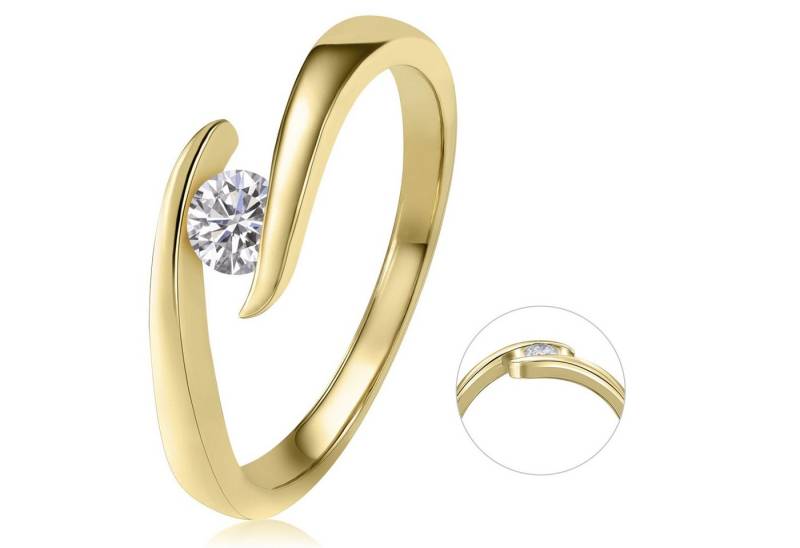 ONE ELEMENT Diamantring 0,25 ct Diamant Brillant Spannfassung Ring aus 585 Gelbgold, Damen Gold Schmuck Spannfassung von ONE ELEMENT