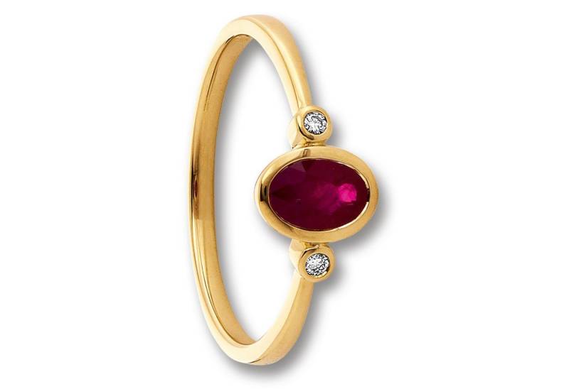 ONE ELEMENT Diamantring 0.02 ct Diamant Brillant Rubin Ring aus 585 Gelbgold, Dezenter Glanz – Diamantakzente für besondere Momente von ONE ELEMENT