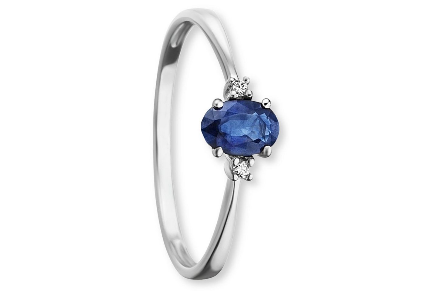 ONE ELEMENT Diamantring 0.02 ct Diamant Brillant Safir Ring aus 585 Weißgold, Sorgfältig gefertigt – zarte Diamantakzente mit besonderer Strahlkraft von ONE ELEMENT