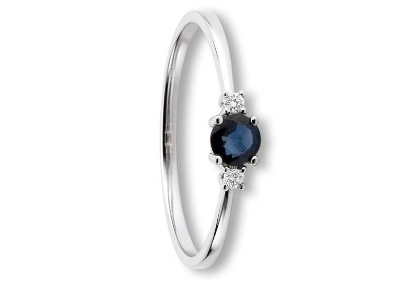 ONE ELEMENT Diamantring 0.03 ct Diamant Brillant Safir Ring aus 585 Weißgold, Fein gearbeitet – edle Brillanz mit Diamantbesatz von ONE ELEMENT